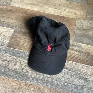 Ralph Lauren Black Cap with Red Stitching